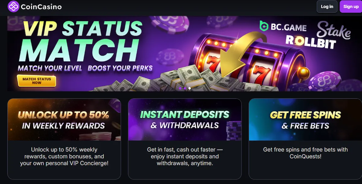 4. CoinCasino - Best for Crypto Payments
